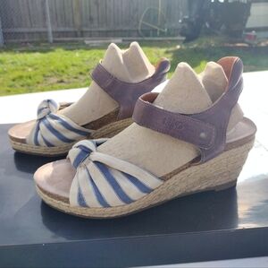 TAOS Hey Jute Espadrille Sandals Women's Size (7 - 7.5) EU 38. Leather/Textile